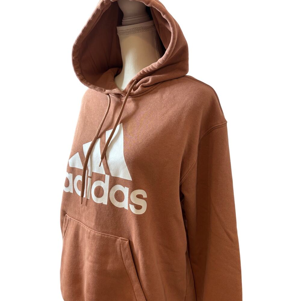 Women’s Large Dusty Peach Adidas Hoodie Sweatshirt Front Pocket Rusty Pumpkin - Picture 2 of 4